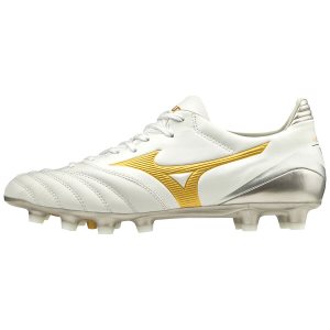 Mizuno Morelia Neo Kl II Ποδοσφαιρικα Παπουτσια Γυναικεια - Ασπρα/Χρυσο Χρωμα